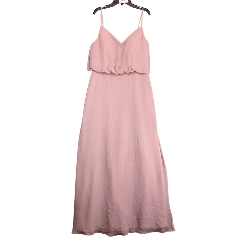 Azazie Rebecca Dusty Rose Chiffon Floor-Length Dress Gown Sz 10 Textured Blouson